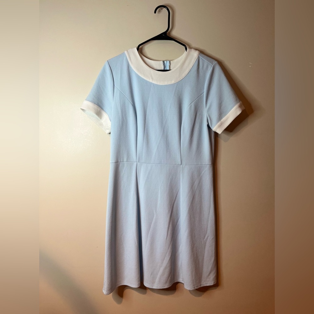 Smak Parlour Women's Light Blue Midi Dress with White Trim